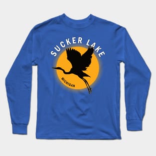 Sucker Lake in Michigan Heron Sunrise Long Sleeve T-Shirt